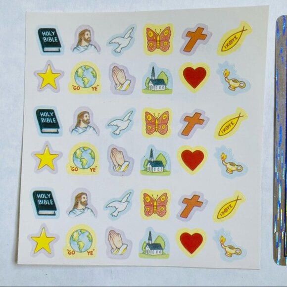 Assorted Religious Strickers Noahs Ark Mary Jesus Heart Angels Art Crafts - Picture 2 of 7